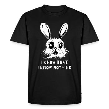Je sais que je ne sais rien - un lapin sage - T-shirt Premium bio Homme - noir - Devant - Nico (187cm)
