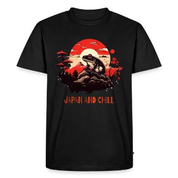 Le Japon et la grenouille relaxante - T-shirt Premium bio Homme - noir - Devant - Nico (187cm)
