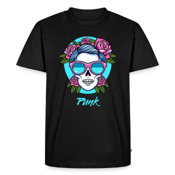 Punk skull and roses - Men's Premium Organic T-Shirt - black - Front - Nico (187cm)