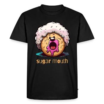 afro donut confiture sucre bouche - T-shirt Premium bio Homme - noir - Devant - Nico (187cm)