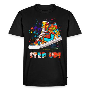 Des cœurs, de l’amour et des baskets, une basket colorée - T-shirt Premium bio Homme - noir - Devant - Nico (187cm)