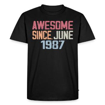 Juin 1987 Juin Cadeau Anniversaire June 1987 Rétro - T-shirt Premium bio Homme - noir - Devant - Nico (187cm)