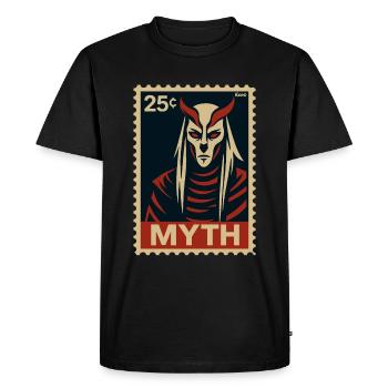 MYTHE – Légende démoniaque sous forme de timbre - T-shirt Premium bio Homme - noir - Devant - Nico (187cm)