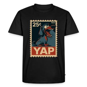 Teckel comique sur timbre-poste avec Yap - T-shirt Premium bio Homme - noir - Devant - Nico (187cm)