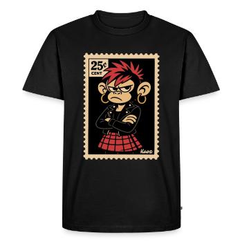 Punk monkey girl in stamp look - Men's Premium Organic T-Shirt - black - Front - Nico (187cm)