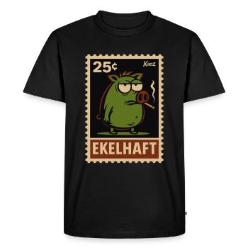 Cochon vert avec vue timbres style dégoûtant - T-shirt Premium bio Homme - noir - Devant - Nico (187cm)