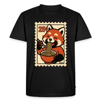 Red Panda with Ramen Noodles - Men's Premium Organic T-Shirt - black - Front - Nico (187cm)