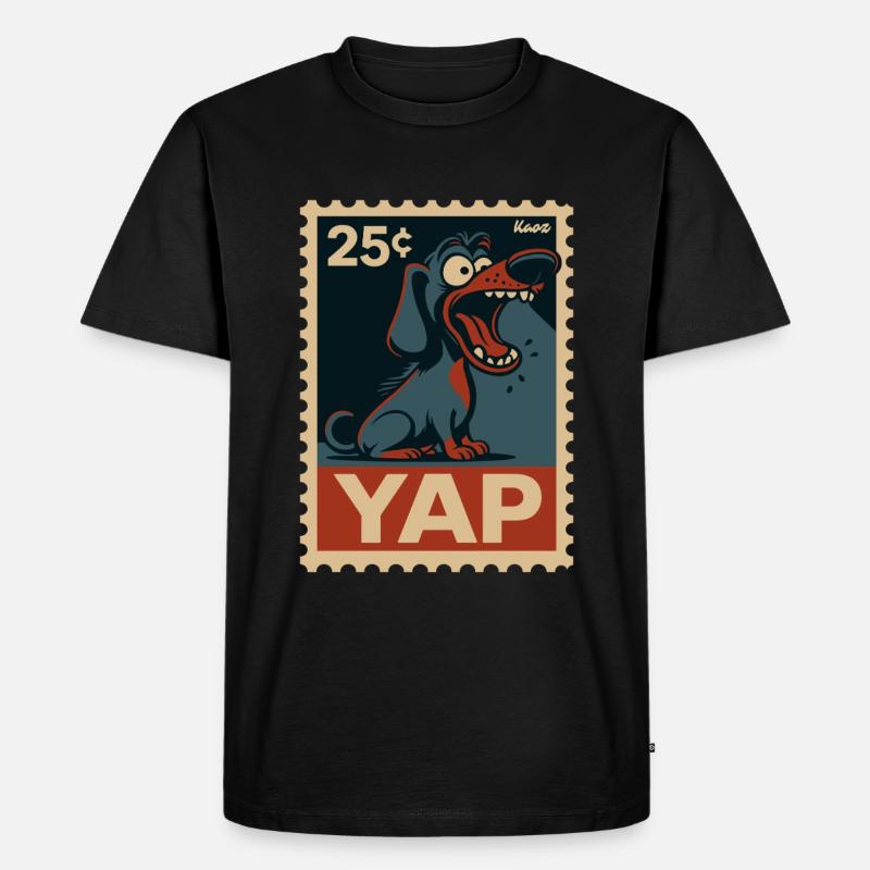 Comic-Dackel auf Briefmarke - Männer Premium Bio T-Shirt - Schwarz