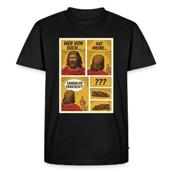 Le comique Jésus cherche des sandales - T-shirt Premium bio Homme - noir - Devant - Nico (187cm)