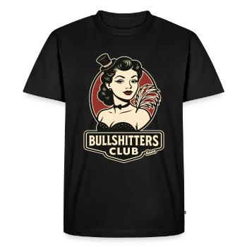 Dame rétro avec plume et chapeau haut de forme - T-shirt Premium bio Homme - noir - Devant - Nico (187cm)