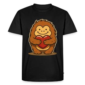 Cute fuzzy animal with a red heart - Men's Premium Organic T-Shirt - black - Front - Nico (187cm)