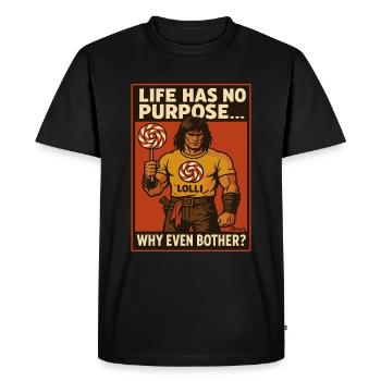 Muscular warrior man with lollipop comic style - Men's Premium Organic T-Shirt - black - Front - Nico (187cm)