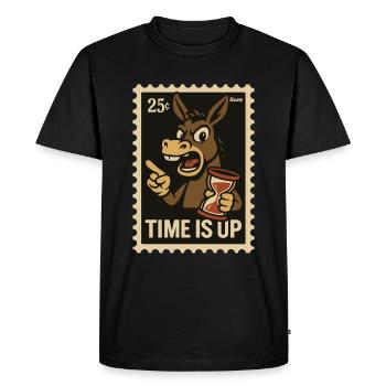 Âne avec sablier sur carte postale - T-shirt Premium bio Homme - noir - Devant - Nico (187cm)