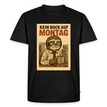 Paresseux de bureau fatigué avec café et lundi - T-shirt Premium bio Homme - noir - Devant - Nico (187cm)