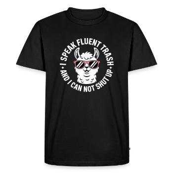Lama avec des lunettes de soleil et disant - T-shirt Premium bio Homme - noir - Devant - Nico (187cm)