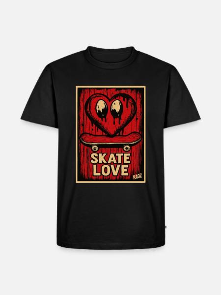 Dripping Heart Skateboard with Text "Skate Love" - Men's Premium Organic T-Shirt - black