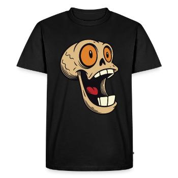 Crâne rieur avec de grands yeux - T-shirt Premium bio Homme - noir - Devant - Nico (187cm)