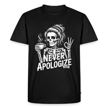 Femme squelette avec café et signe de la main OK - T-shirt Premium bio Homme - noir - Devant - Nico (187cm)
