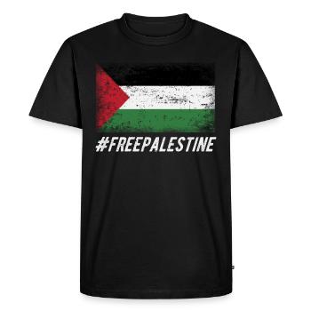 PALESTINE GRATUITE - T-shirt Premium bio Homme - noir - Devant - Nico (187cm)