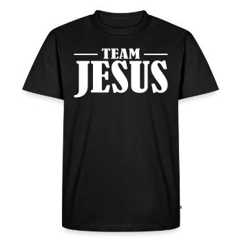 Team Jesus Design - Men's Premium Organic T-Shirt - black - Front - Nico (187cm)