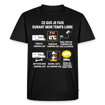 Camping car passion camping-car Humour cariste - T-shirt Premium bio Homme - noir - Devant - Nico (187cm)