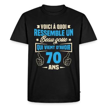 Cadeau Voici à Quoi Ressemble Un Beau Gosse 70 ans - T-shirt Premium bio Homme - noir - Devant - Nico (187cm)