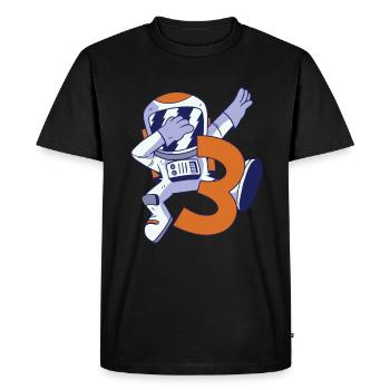 3ème anniversaire Astronaute 3 ans Galaxie spatiale - T-shirt Premium bio Homme - noir - Devant - Nico (187cm)