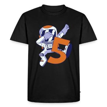5ème anniversaire Astronaute 5 ans Galaxie spatiale - T-shirt Premium bio Homme - noir - Devant - Nico (187cm)