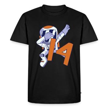14e anniversaire Astronaute 14 ans Galaxie spatiale - T-shirt Premium bio Homme - noir - Devant - Nico (187cm)