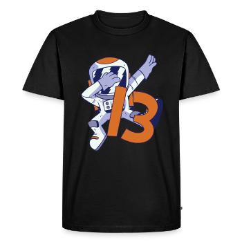 13ème anniversaire Astronaute 13 ans Galaxie spatiale - T-shirt Premium bio Homme - noir - Devant - Nico (187cm)