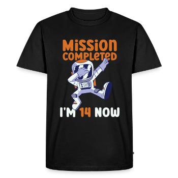 14e anniversaire astronaute 14 ans - T-shirt Premium bio Homme - noir - Devant - Nico (187cm)