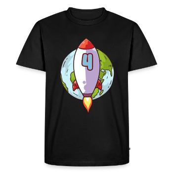 4th Birthday Rocket Space 4 years Space Galaxy - Men's Premium Organic T-Shirt - black - Front - Nico (187cm)