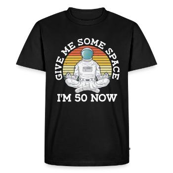 50e anniversaire Astronaute 50 ans d’espace - T-shirt Premium bio Homme - noir - Devant - Nico (187cm)