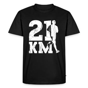 21 km - Semi-marathonien Coureur de semi-marathon - T-shirt Premium bio Homme - noir - Devant - Nico (187cm)