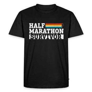 Survivant du semi-marathon - Coureur de semi-marathon - T-shirt Premium bio Homme - noir - Devant - Nico (187cm)