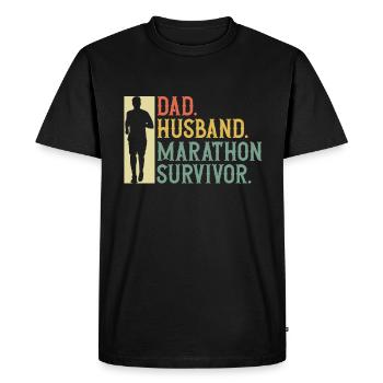 Père. Mari. Survivant du marathon - T-shirt Premium bio Homme - noir - Devant - Nico (187cm)