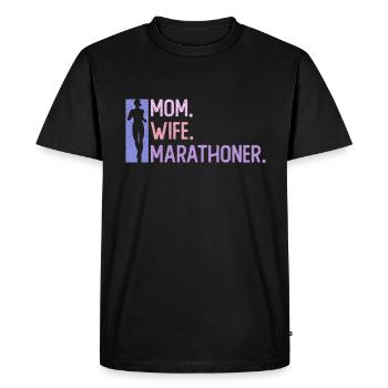 Mère. Femme. Marathonien. - Femmes - T-shirt Premium bio Homme - noir - Devant - Nico (187cm)