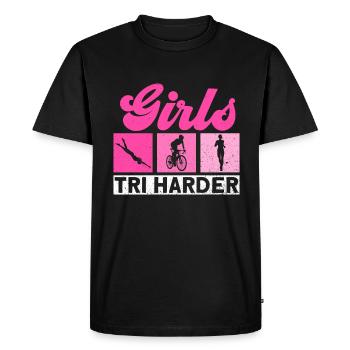Girls Tri Harder - Triathlon Training Triathlete - Men's Premium Organic T-Shirt - black - Front - Nico (187cm)
