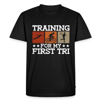 Entraînement pour mon premier Tri - Triathlon - T-shirt Premium bio Homme - noir - Devant - Nico (187cm)