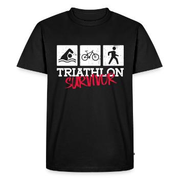 Triathlon Überlebender - Triathlon Training - Männer Premium Bio T-Shirt - Schwarz - Vorne - Nico (187cm)