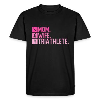 Mère. Femme. Triathlète - Triathlon Femmes - T-shirt Premium bio Homme - noir - Devant - Nico (187cm)