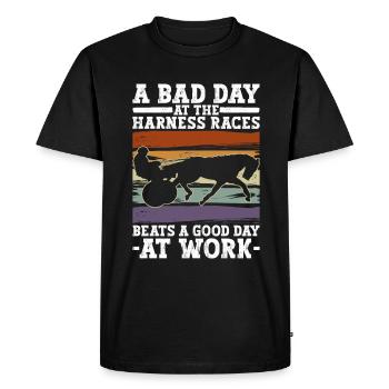 Trotting Horse Racing Trot Horse Trotter - T-shirt Premium bio Homme - noir - Devant - Nico (187cm)