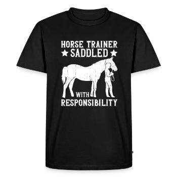 Saddled with responsibility - Horse Trainer Riding - Men's Premium Organic T-Shirt - black - Front - Nico (187cm)