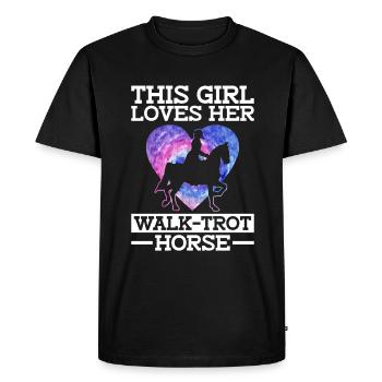 This Girl Loves Her Walk-trot Horse - Saddle - Men's Premium Organic T-Shirt - black - Front - Nico (187cm)