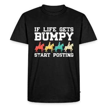 When life gets bumpy, start - Men's Premium Organic T-Shirt - black - Front - Nico (187cm)