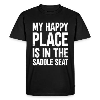 My Happy Place Is In the Saddle - Saddle - Men's Premium Organic T-Shirt - black - Front - Nico (187cm)