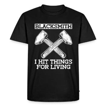 Forgeron, je frappe des choses pour vivre - Forgeron - T-shirt Premium bio Homme - noir - Devant - Nico (187cm)