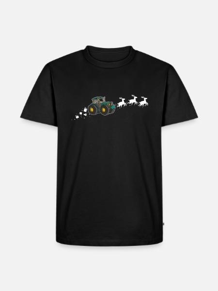 Traktor-Weihnachtsmann-Schlitten - Lustige - Männer Premium Bio T-Shirt - Schwarz