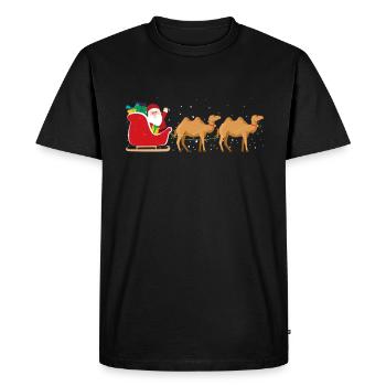 Camel Santa Claus Sleigh - Drôle - T-shirt Premium bio Homme - noir - Devant - Nico (187cm)