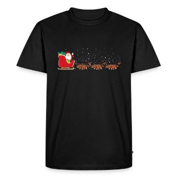 Snake Santa Christmas Sleigh - Funny Snake Xmas - Men's Premium Organic T-Shirt - black - Front - Nico (187cm)